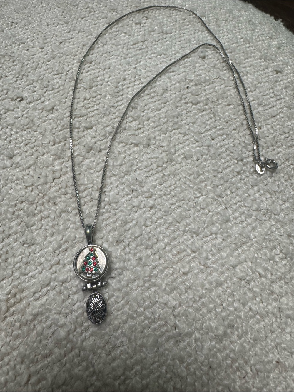 Silver Christmas Tree Pendant Necklace - Sterling silver chain
